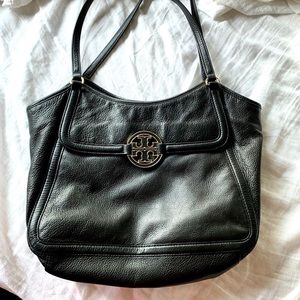Tory Burch Black Leather Tote Bag